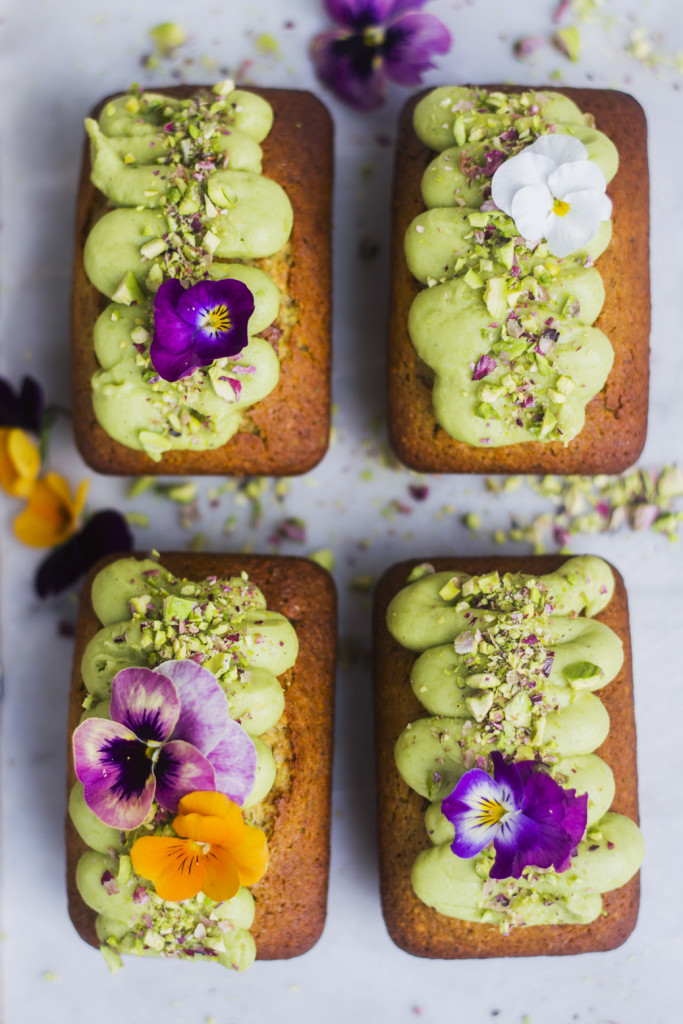 Pistachio & Lime Mini Loaves with Avocado Frosting